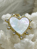 Image of Mother of Pearl Spike Heart CZ Charm, Cubic Zirconia charm, MOP Charms, Brass Mother of Pearl, 4 finishes available, Fast Ship