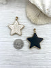 Image of Gold Soldered Star Shaped Howlite Stone Pendants and charms. 2 colors, white or black , Gold Bale . Fast Shipping