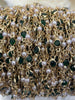 Image of Green CZ and Pearl chain, Dainty Gold Plated Chain, Round Green CZ and White Pearls, Sold By the Foot, Fast Ship
