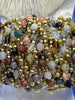Image of Gold plated Agate Rosary Chains, Gold Plated Brass Chain, Multicolor Beaded Chains, Colorful Chains, Sold By the Foot, Fast Ship