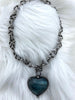 Image of Labradorite Heart Shaped Pendants with Textured Burnished Silver Soldered Bezel. Variety of sizes and stones, all unique. Fast Ship
