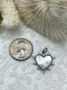 Image of Mother of Pearl Spike Heart CZ Charm, Cubic Zirconia charm, MOP Charms, Brass Mother of Pearl, 4 finishes available, Fast Ship