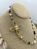 Image of Crystal Gold Soldered Connector Pendant. Flower Shape Connector, Large Soldered Crystal Charms, 50mm x 43mm, 10mm thick. Fast Ship