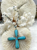 Image of Turquoise Howlite Gunmetal Soldered Flower Pendant. Soldered Crystals flowers 47mm x 43mm x 8mm. 3mm ID, 5mm OD Bale. Fast Shipping