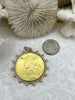 Image of Reproduction French Madagascar Medal Coin Pendant, Coin Bezel, French coin, Art Deco Coin, Antique Coin Bezel W/Pearls & CZ. Fast Ship