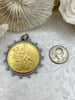 Image of Reproduction Peso Coin Pendant, Mexican Coin, Horse Pendant, Equestrian Pendant, Equestrian Coin Bezel W/Cubic Zirconia. Fast Ship