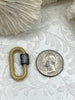 Image of MICRO PAVE Brass Mixed Metal Oval Carabiner lock clasp.Brass Carabiner Screw Clasp, Carabiner Screw Pendant, Screw Connector Lock. FastShip