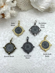 French Bee Replica Coin, Reproduction Bee Coin, Bee Pendant,Bee Necklace, Gold Coin, Bee Jewelry,Coin Jewelry, Three Bezel Colors, Fast Ship