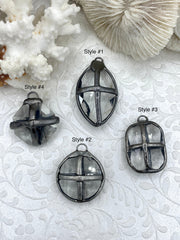 Soldered Crystal Pendants and charms. Cross Soldered Charm, 4 Styles of Pendants, 2 colors of soldering, Clear Crystal. Fast Shipping