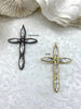 Image of Crystal Gunmetal and Gold Soldered Pendants and charms. Cross Shape Crystal, 2 styles, 71mm x 46mm x 8mm, 3.3mm Bale ID, Fast Shipping