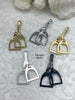 Image of Equestrian Stirrup Pendant High Quality Brass Equestrian Pendant, Stirrup Charm, Equestrian Charm Horse Jewelry, 8 Finishes Fast Ship.