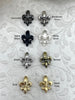 Image of Brass Fleur De Lis Bale, Snap Bale, 8 finishes, Fleur De Lis Necklace Building Extender, 17mm x 13mm, Charm Holder, Fast Ship
