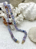 Image of Peruvian Lavender Mixed Opal Hand Knotted Necklace, 16" Long, Rondelle Stones, 2 sizes, w/Gold Finished Ends, Candy Necklace, Fast Ship
