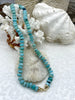 Image of Peruvian Turquoise Mixed Opal Hand Knotted Necklace, 16" Long, Rondelle Stones 8.5mmx5mm w/Gold Finished Ends, Candy Necklace, Fast Ship