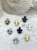 Image of Brass Fleur De Lis Bale, Snap Bale, 8 finishes, Fleur De Lis Necklace Building Extender, 17mm x 13mm, Charm Holder, Fast Ship