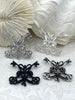 Image of Keys De Fleur Pendants, 31mm x 33mm, High Quality, Plated Zinc Alloy Fleur De Lis Key Charms, 7 Finishes, Fast Ship.