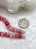 Image of Peruvian Pink Mixed Opal Hand Knotted Necklace, 16" Long, Rondelle Stones, 2 stone sizes, w/Gold Finished Ends, Candy Necklace, Fast Ship