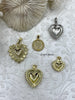 Image of Brass Heart Charms with CZ, 5 styles, Gold and Silver Plated Brass, Brass and Cubic Zirconia Heart Pendants. Fast Ship