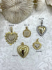 Image of Brass Heart Charms with CZ, 5 styles, Gold and Silver Plated Brass, Brass and Cubic Zirconia Heart Pendants. Fast Ship