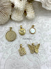 Image of Mother of Pearl Butterfly CZ Charms, 5 styles, Gold Plated Brass Butterfly Charms, MOP Charms, Cubic Zirconia, Mother of Pearl, Fast Ship