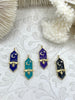 Image of Colorful Enamel and Gold Pendants with CZ, Gold Bee and Moon Charm, 10 Colors, Enamel and Gold Plated Brass Pendants, Fast Ship.