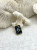 Image of Black Enamel and Gold Pendants with Green Teardrop Center CZ, Enamel and Gold Plated Brass, 30mm x 17mm x 3mm, Fast Ship.