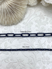 Enamel Plated Navy Paper Clip Chain, Enamel Box Chain, Enamel Chains, Blue Jewelry Chains, Link Chain, 2 styles Fast Ship