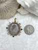 Image of Queen Elizabeth II Coin Pendant, Royal Coin Pendant, Queen Coin Pendant, Black Spike and CZ Accents, Reproduction Coins Fast Ship