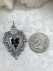 Image of Sacred Heart Pendant, Sacred Heart Charm, Love Charm, Religious Charm 7 finishes, 41mm x 29mm, 2mm thick, Plated Zinc Alloy Heart, Fast Ship