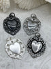 Image of Sacred Heart Pendants, Sacred Heart Charms, Love Charm, Religious Charm 7 finishes, 30mm x 26mm, 2.7mm thick, Zinc Alloy Heart, Fast Ship