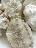 Image of Faux Pearl Beaded Rosary Chain, White Pearls with Gold Caps and Wire, 6mm or 4mm, Gold Plated Brass Wire, Sold by the foot, Fast Ship
