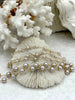 Image of Faux Pearl Beaded Rosary Chain, White Pearls with Gold Caps and Wire, 6mm or 4mm, Gold Plated Brass Wire, Sold by the foot, Fast Ship