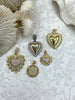 Image of Brass Heart Charms with CZ, 5 styles, Gold and Silver Plated Brass, Brass and Cubic Zirconia Heart Pendants. Fast Ship