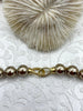 Image of Hand Knotted Vintage Gold/Bronze Porcelain Glass Pearl Replica, 10mm round Shape Pearls, Matte Gold Double opening clasp, 18" long.Fast Ship