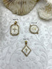 Image of Enamel and Gold Pendants and Connectors with CZ, Enamel and Gold Plated Brass, 3 Styles, Sparkly White Enamel Charms. Fast Ship.