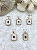 Image of Mother of Pearl Rectangle CZ Charms with Colorful Center Stones, Cubic Zirconia, MOP Charms, Plated Brass and CZ, 5 styles, Fast Ship