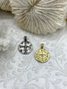 Image of High Quality Brass Greek Charm/Pendant, Plated Brass Greek Symbol Medallion, Burnished Silver or Gold Plated, 19mm, 2 Finishes.Fast Ship