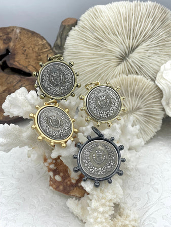 French Coin Pendant, French Union Horticole De Dison, Replica Coin with Bezel, French Medal, French Medallion Art Deco Coin, Fast Ship