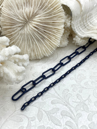 Enamel Plated Navy Paper Clip Chain, Enamel Box Chain, Enamel Coffee Bean Chain Hand knotted Faceted Agate, Link Chain, 4 styles Fast Ship
