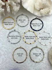 Round Hoop Ring Circle Pendant with Dots, Pendant or Earrings Artisan Ring, Hoop Charm, Closed Ring with Bale, 43mm, 7 Styles Fast Shipping