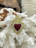 Image of Gold and Red Plated Brass Heart CZ Charms, 3 styles, High Quality Heart Charms, Hand and Heart Red Heart Charms. Fast Ship