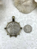 Image of Reproduction French Commemorative Medal Coin Pendant, Coin Bezel, French coin, Art Deco Coin, Silver Coin, 5 bezel colors. Fast Ship