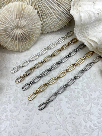 Mixed Link Cable Chain, by the foot. Lg Link 16mm x 7.5mm Sm Ring 5.25mm Electroplated Base Metal, Open Links, Six Finishes, Fast ship