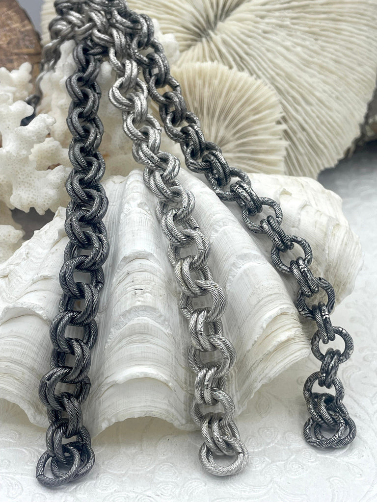 Chunky Double Loop Rolo Cable Chain Textured sold by the foot ...