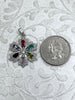 Image of CZ Micro PAVE Flower Shape Charms, Colorful Cubic Zirconia Flower Charms, Multicolor CZ Flower Charms, Gold or Silver Plated, Fast Ship