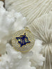 Image of Gold Charms with Glitter Enamel and CZ, 4 Colors, Turquoise, Purple, White, Blue, Brass Charms, Cubic Zirconia, Glitter Enamel, Fast Ship