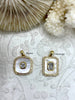 Image of Mother of Pearl Pendants with CZ, Mother of Pearl Square or Rectangle CZ Charm Cubic Zirconia, Brass and Mother of Pearl, 2 style Fast Ship