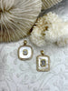 Image of Mother of Pearl Pendants with CZ, Mother of Pearl Square or Rectangle CZ Charm Cubic Zirconia, Brass and Mother of Pearl, 2 style Fast Ship
