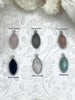 Image of Natural Stone Marquise Shaped Stone Charm with Wrapped Silver Bezel, Brass Bezel, 6 Stone Styles to choose from, Stone Pendant, Fast Ship