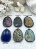 Image of Soldered Natural Stone Pendants, Oval Stone Pendants with Gunmetal Soldering, Comes in 6 Different Natural Stone Varieties, Fast Ship.